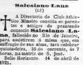 Anúncio da missa encomendada pelo Atlético na ocasião do falecimento de Lê.